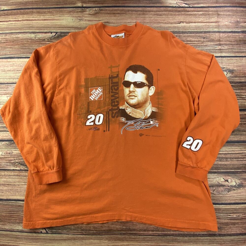 Tony Stewart NASCAR Shirt Men 2XL Orange Racing Home Depot Car Long Sleeve 20
